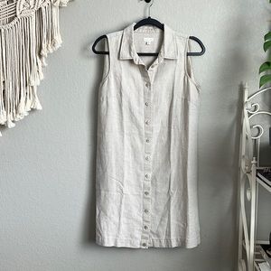 Garnet Hill Linen Button-up Mini Dress - S/6